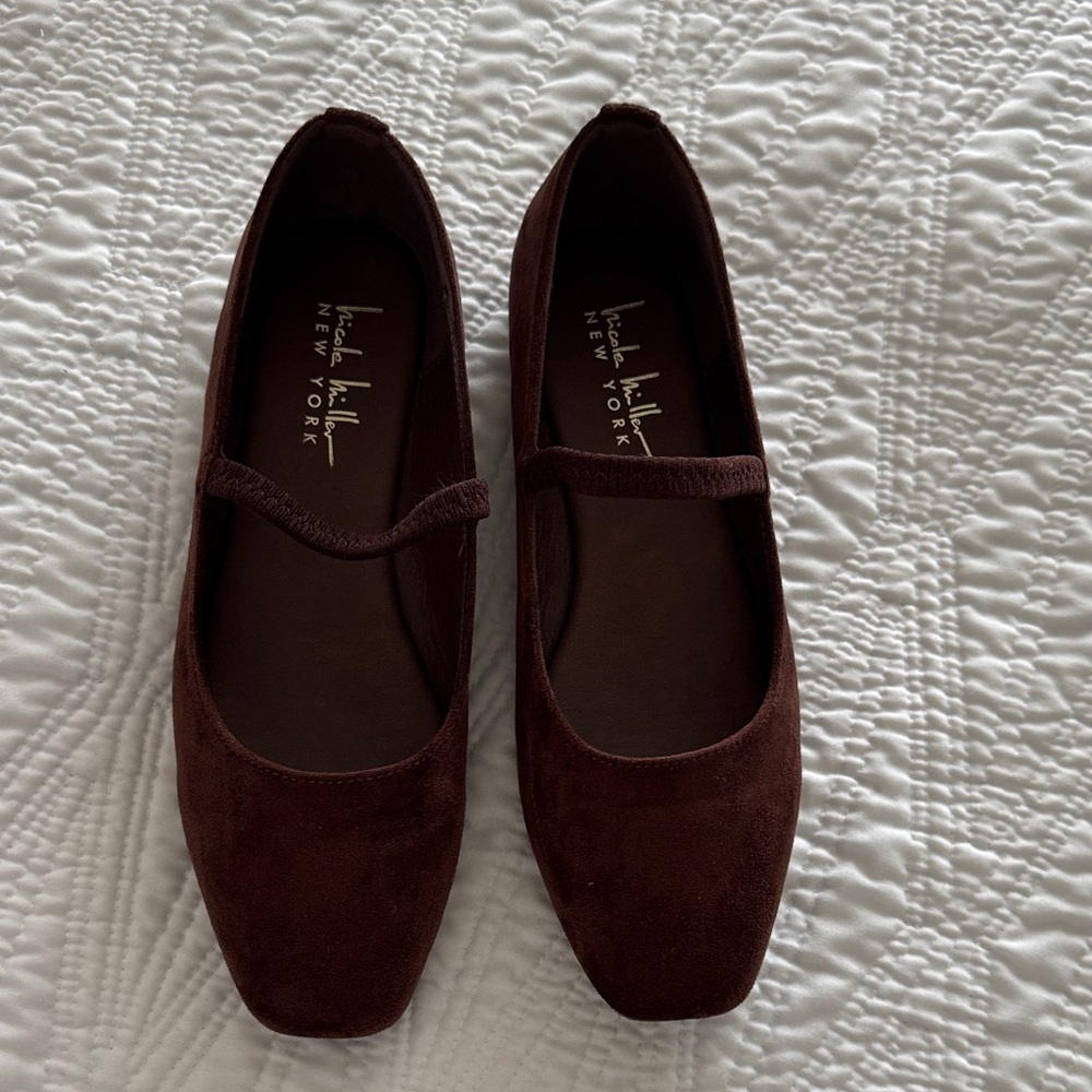 Vince Camuto Dark Brown Suede Mary Jane Flats